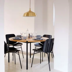 Table De Salle À Manger*alinea Table de repas ronde effet chêne et acier - (4 places) Bois clair