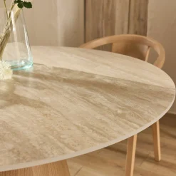 Table De Salle À Manger*alinea Table de repas ronde en bois et céramique - (4 à 6 places) Bois clair