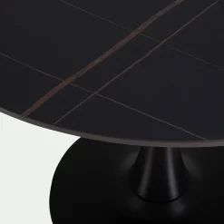 Table De Salle À Manger*alinea Table de repas ronde en bois et céramique - (4 places) Noir