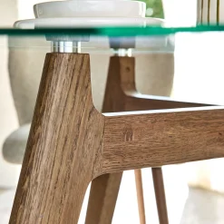 Table De Salle À Manger*alinea Table de repas ronde en verre trempé et chêne - (6 places) Bois clair