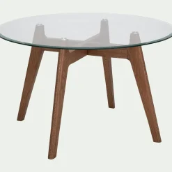Table De Salle À Manger*alinea Table de repas ronde en verre trempé et chêne - (6 places) Bois clair
