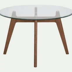 Table De Salle À Manger*alinea Table de repas ronde en verre trempé et chêne - (6 places) Bois clair