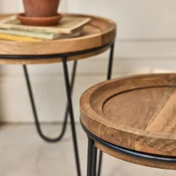 Table De Chevet|Bout De Canapé*alinea Tables gigognes en bois de manguier - Bois foncé