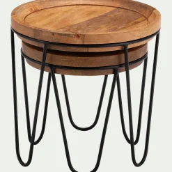 Table De Chevet|Bout De Canapé*alinea Tables gigognes en bois de manguier - Bois foncé