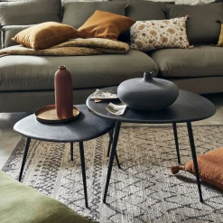 Bout De Canapé|Table Basse*alinea Tables gigognes en fonte d'aluminium - Noir