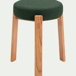 Tabouret*alinea Tabouret bas en bois de frêne et tissu H45cm - cèdre Vert