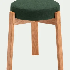 Tabouret*alinea Tabouret bas en bois de frêne et tissu H45cm - cèdre Vert