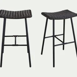 Chaise De Jardin|Tabouret Haut De Bar*alinea Tabouret de bar en fer et résine tressée H72cm - Noir