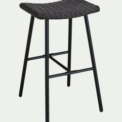 Chaise De Jardin|Tabouret Haut De Bar*alinea Tabouret de bar en fer et résine tressée H72cm - Noir