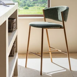 Tabouret Haut De Bar*alinea Tabouret haut de repas en tissu H66cm - Vert