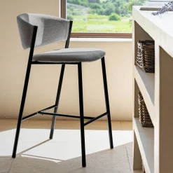 Tabouret Haut De Bar*alinea Tabouret haut de repas en tissu H66cm - Beige
