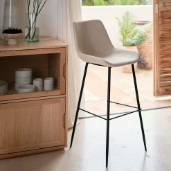 Tabouret Haut De Bar*alinea Tabouret haut de repas en tissu H75cm - Gris