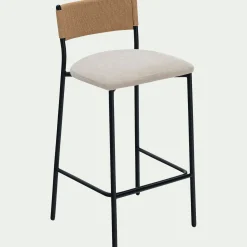Tabouret*alinea Tabouret haut de repas en corde et tissu H75cm - écru Blanc