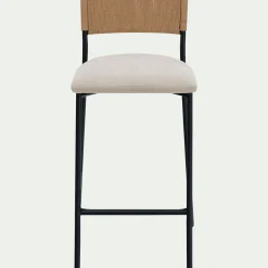 Tabouret*alinea Tabouret haut de repas en corde et tissu H75cm - écru Blanc