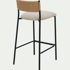 Tabouret*alinea Tabouret haut de repas en corde et tissu H75cm - écru Blanc