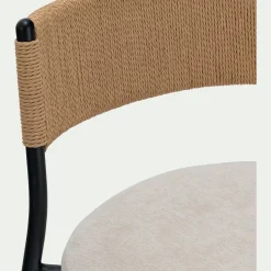 Tabouret*alinea Tabouret haut de repas en corde et tissu H75cm - écru Blanc
