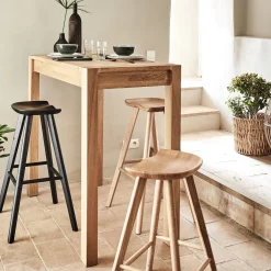 Tabouret Haut De Bar*alinea Tabouret haut en chêne massif H66cm - Noir