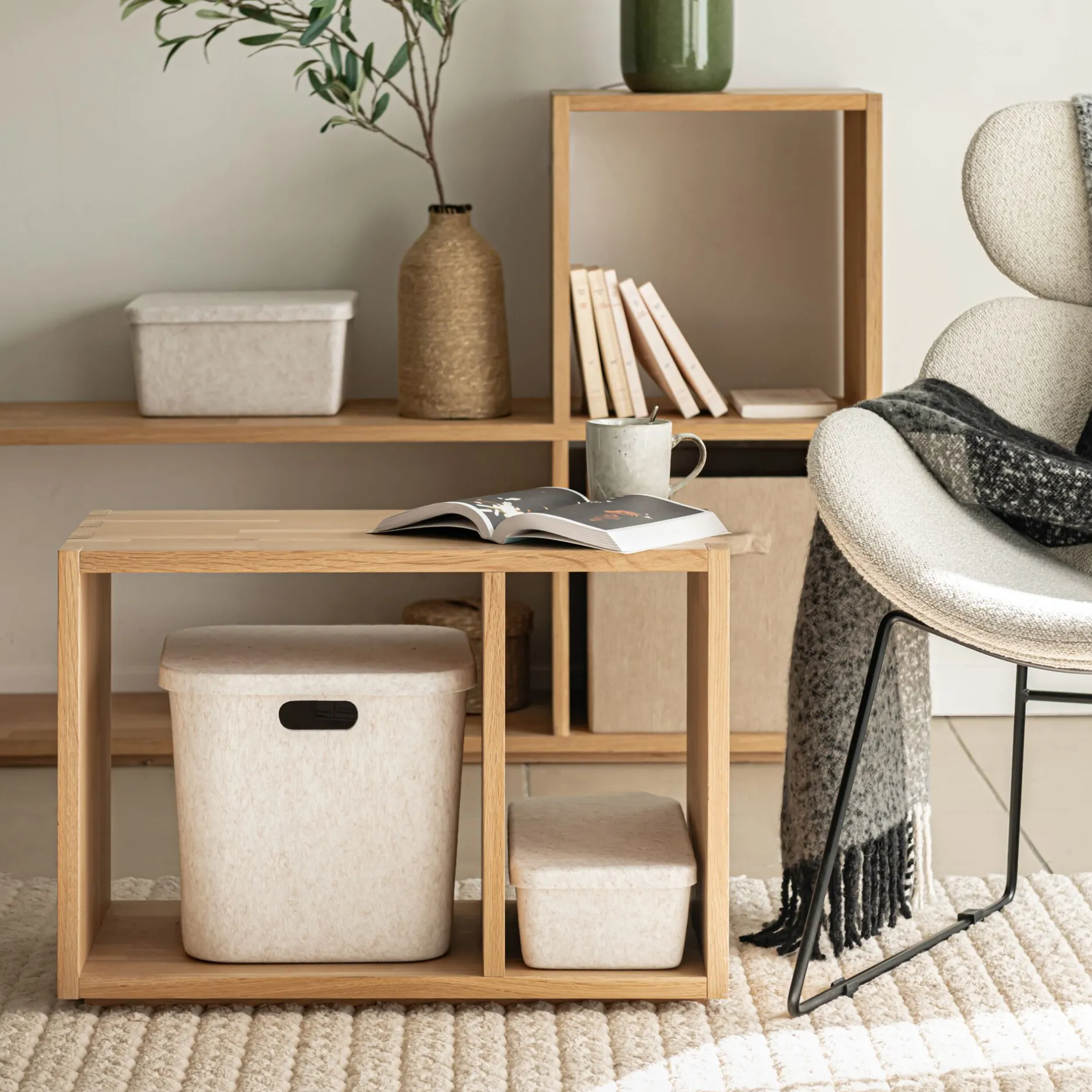 Rangement À Composer|Bibliothèque Et Étagère*alinea Étagère 2 cases en chêne - Bois clair