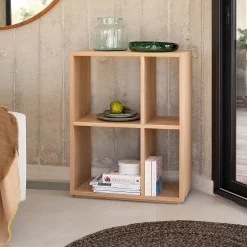 Rangement À Composer|Bibliothèque Et Étagère*alinea Étagère 4 cases en chêne - Bois clair