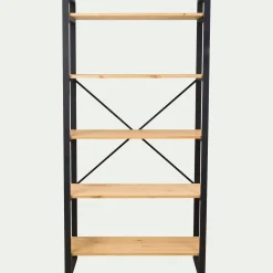 Bibliothèque Et Étagère*alinea Étagère 5 tablettes en métal noir et pin massif - h180cm Bois clair