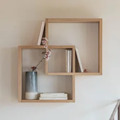 Étagère Murale|Rangement À Composer*alinea Étagère cube murale en chêne - L56cm Bois clair