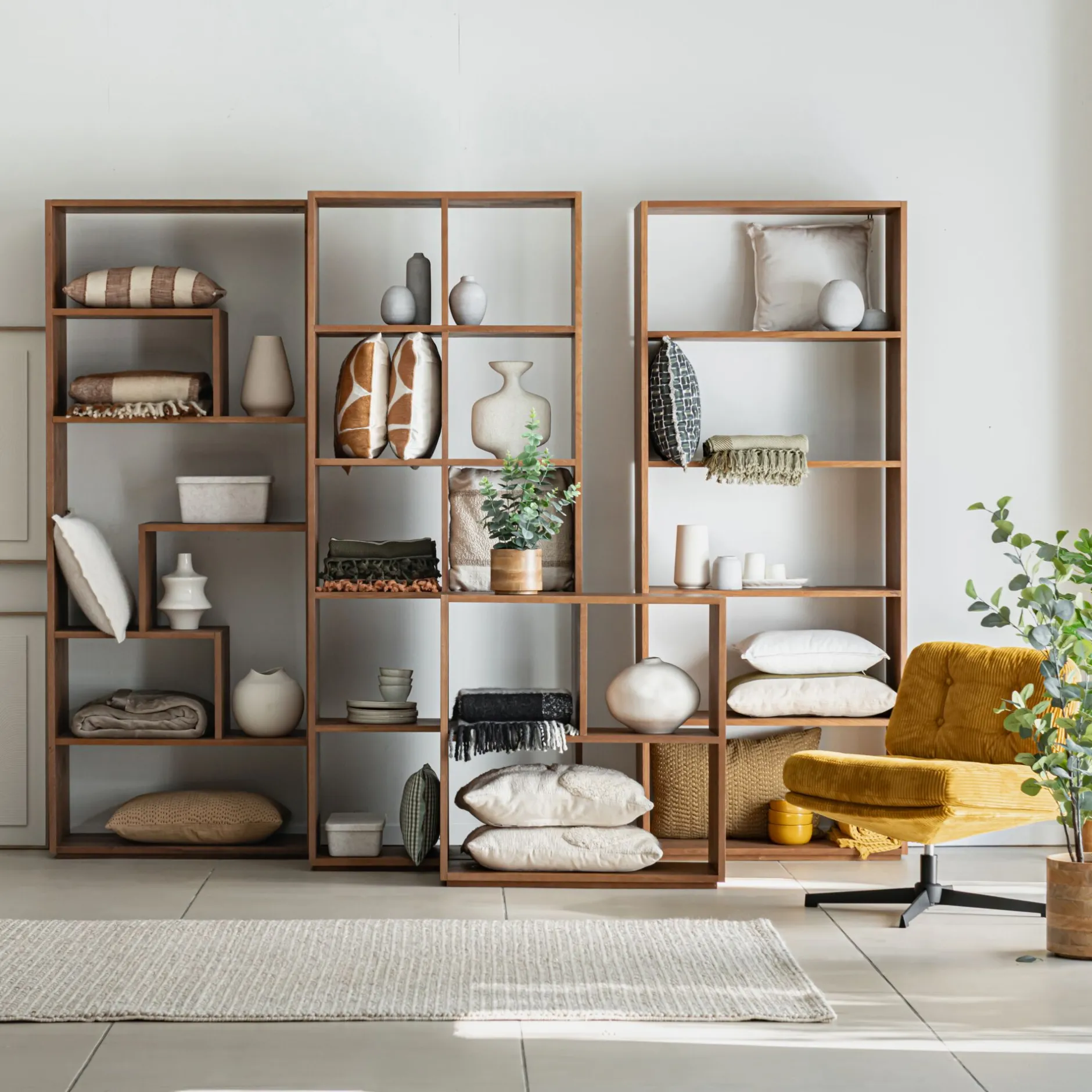 Rangement À Composer|Bibliothèque Et Étagère*alinea Étagère en forme déstructurée en chêne massif - Bois foncé