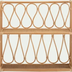 Étagère Murale*alinea Étagère murale décorative 2 tablettes en rotin - L60xH55cm Naturel