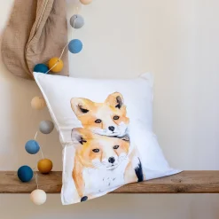 Bureau Enfant|Linge De Lit Enfant*alinea Taie d'oreiller enfant imprimé renard en coton 63x63cm - Orange