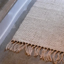 Tapis En Laine|Tapis En Jute*alinea Tapis à franges en laine - 60x100cm Naturel