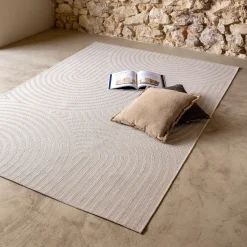 Tapis Exterieur|Tapis D'Extérieur*alinea Tapis à motifs circulaires 120x170cm - écru Blanc