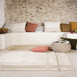 Tapis De Salon*alinea Tapis à motifs linéaires en tissu recyclé 160x230cm - Beige