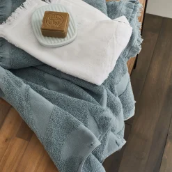 Tapis De Bain*alinea Tapis de bain en coton - calaluna 50x80 cm Bleu