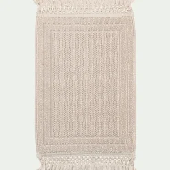 Tapis De Bain*alinea Tapis de bain en coton finition crochet et frangées 50x80cm - écru Blanc