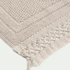 Tapis De Bain*alinea Tapis de bain en coton finition crochet et frangées 50x80cm - écru Blanc