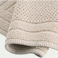 Tapis De Bain*alinea Tapis de bain en coton finition crochet et frangées 50x80cm - écru Blanc