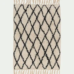 Tapis De Bain*alinea Tapis de bain en coton tufté - et noir 50x80cm Blanc