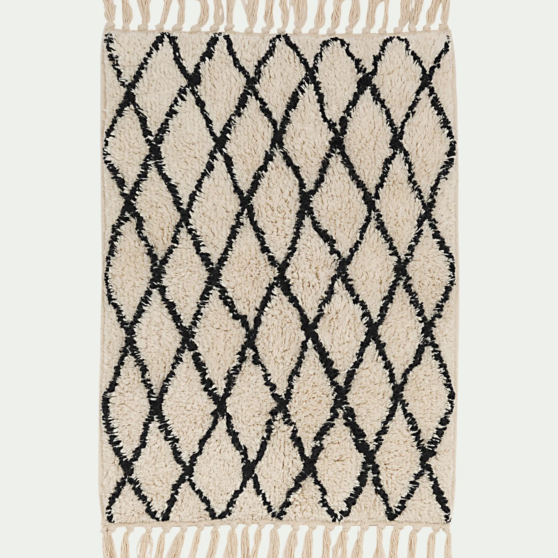 Tapis De Bain*alinea Tapis de bain en coton tufté - et noir 50x80cm Blanc