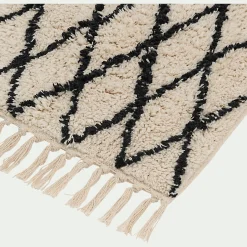 Tapis De Bain*alinea Tapis de bain en coton tufté - et noir 50x80cm Blanc