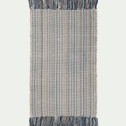 Tapis De Bain*alinea Tapis de bain frangé en coton 50x80cm - Bleu