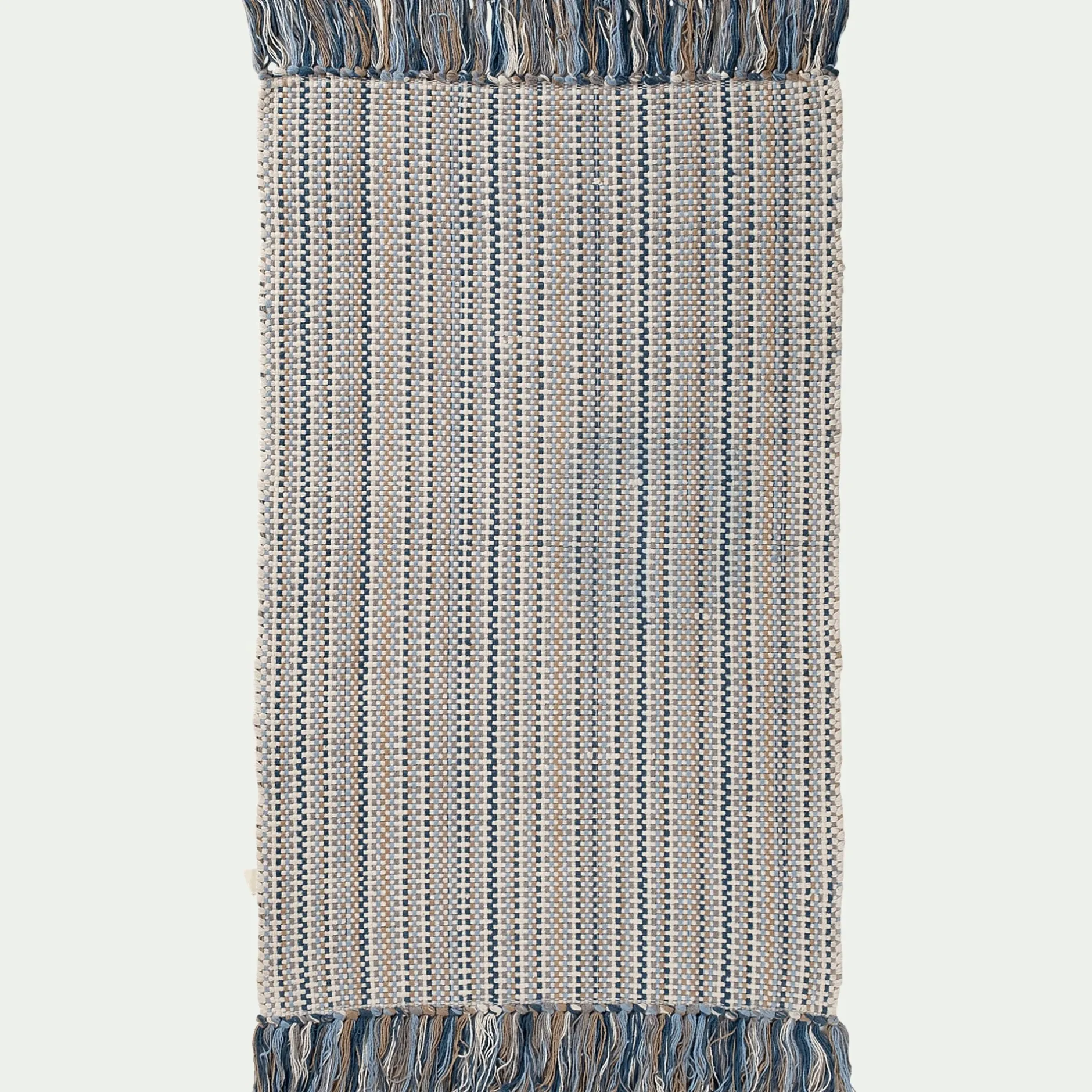 Tapis De Bain*alinea Tapis de bain frangé en coton 50x80cm - Bleu