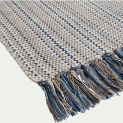 Tapis De Bain*alinea Tapis de bain frangé en coton 50x80cm - Bleu