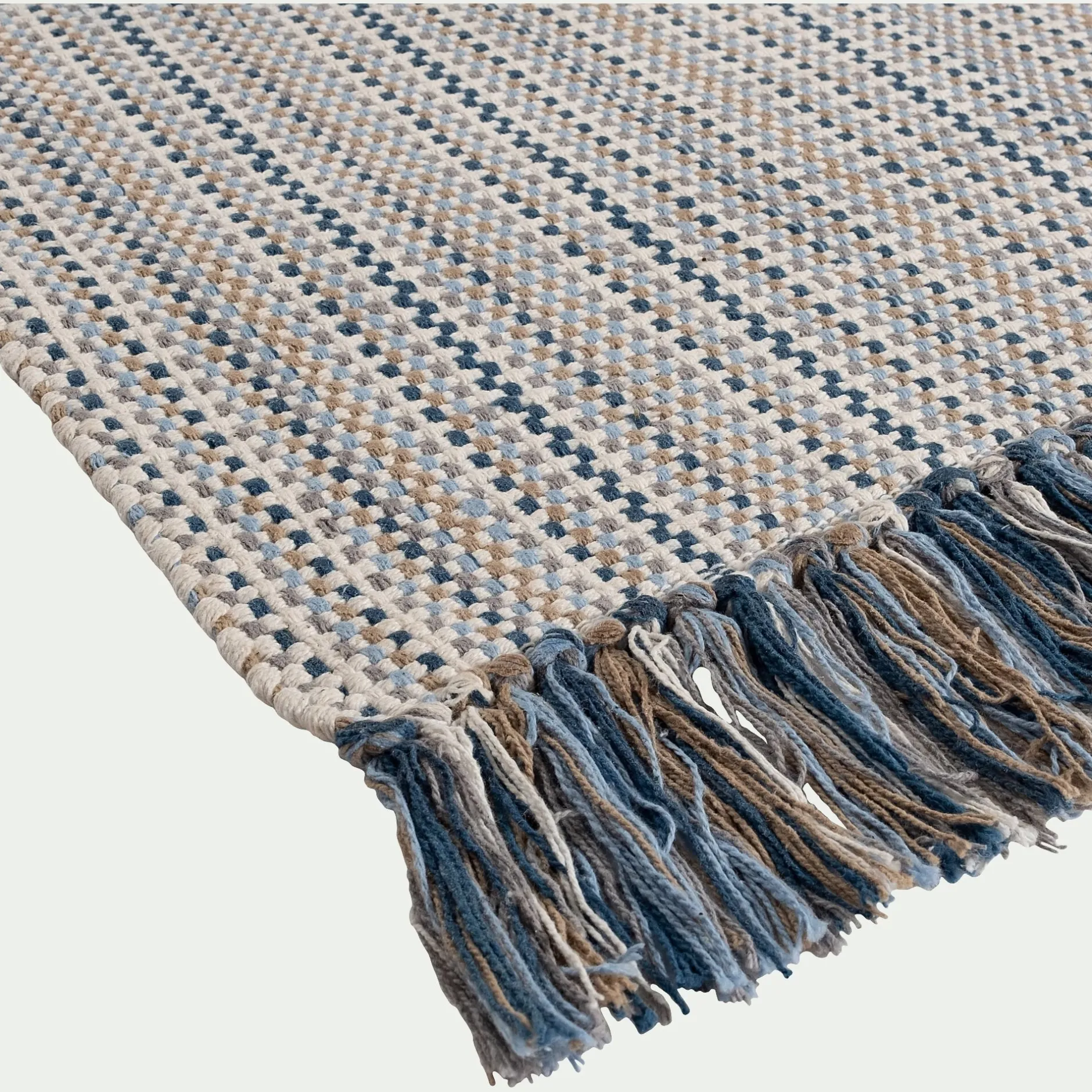 Tapis De Bain*alinea Tapis de bain frangé en coton 50x80cm - Bleu