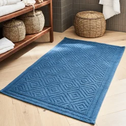 Tapis De Bain*alinea Tapis de bain surpiquage losanges en coton - figuerolles 60x100cm Bleu