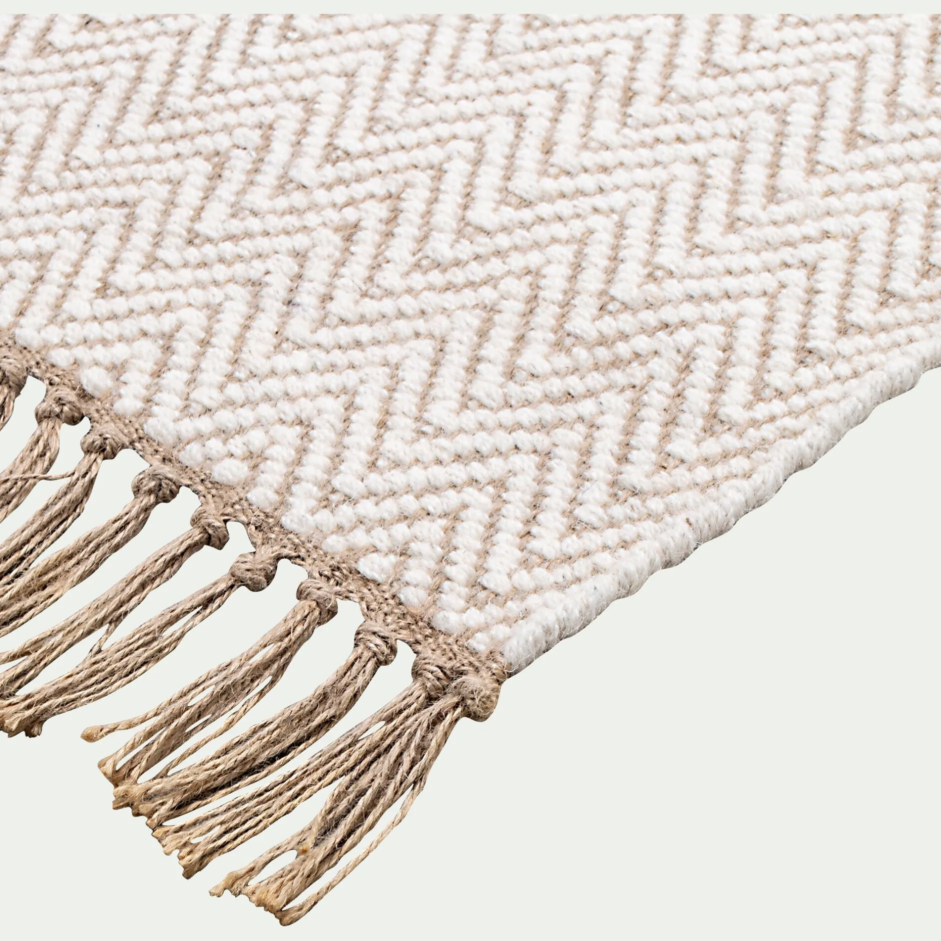 Tapis En Laine|Tapis En Jute*alinea Tapis de couloir et laine et jute - 60x200cm Blanc