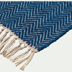 Tapis En Laine|Tapis En Jute*alinea Tapis de couloir et laine et jute - figuerolles 60x200cm Bleu