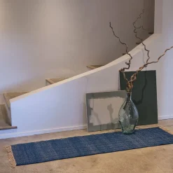 Tapis En Laine|Tapis En Jute*alinea Tapis de couloir et laine et jute - figuerolles 60x200cm Bleu