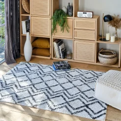 Tapis De Salon|Tapis Berbère*alinea Tapis en coton à motif inspiration berbère - écru et noir 140x200cm Blanc