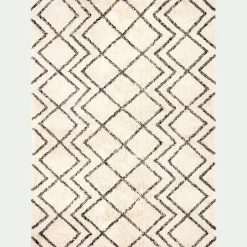 Tapis De Salon|Tapis Berbère*alinea Tapis en coton à motif inspiration berbère - écru et noir 140x200cm Blanc