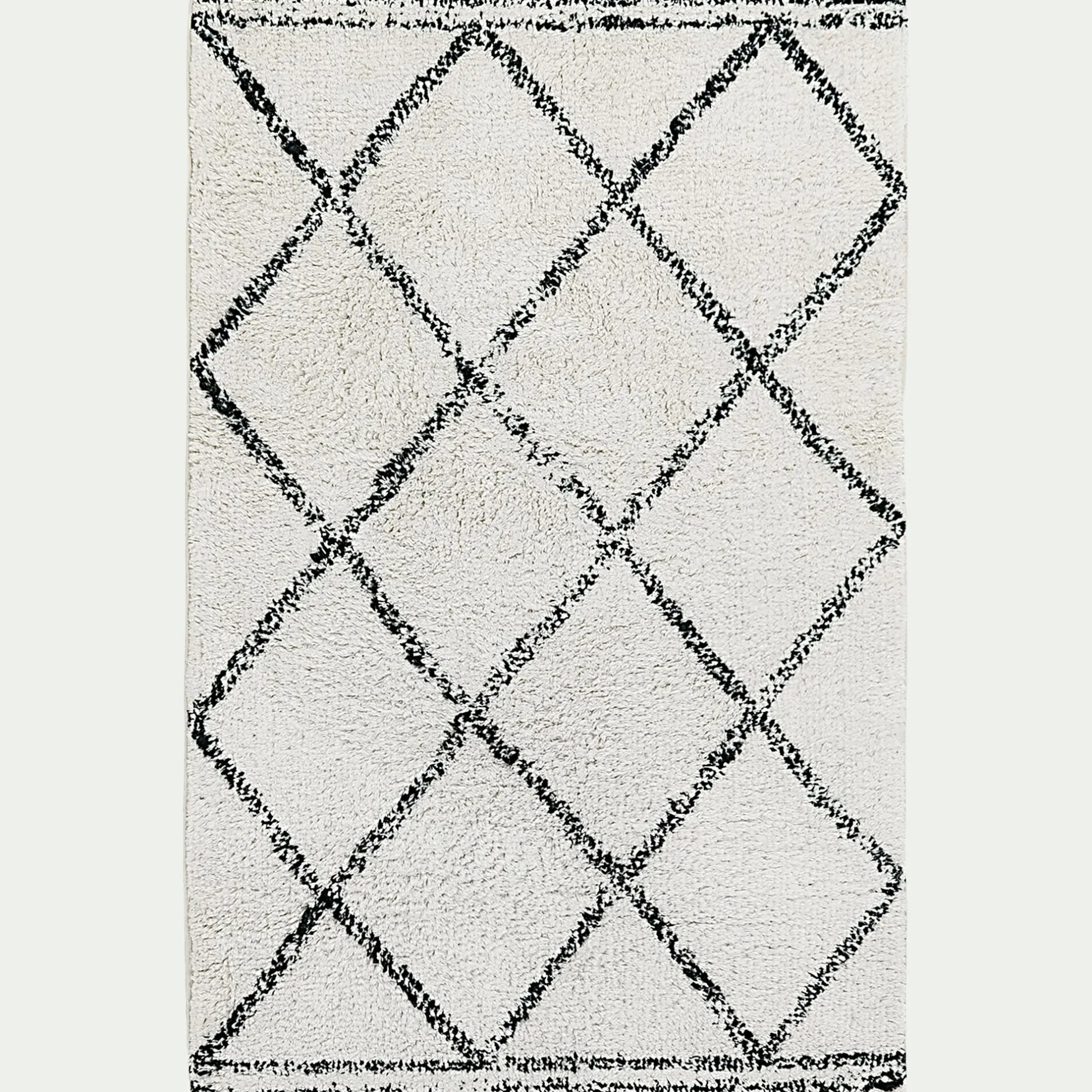 Tapis De Couloir|Descente De Lit*alinea Tapis en coton inspiration berbère en coton - écru et noir 70x110cm Blanc