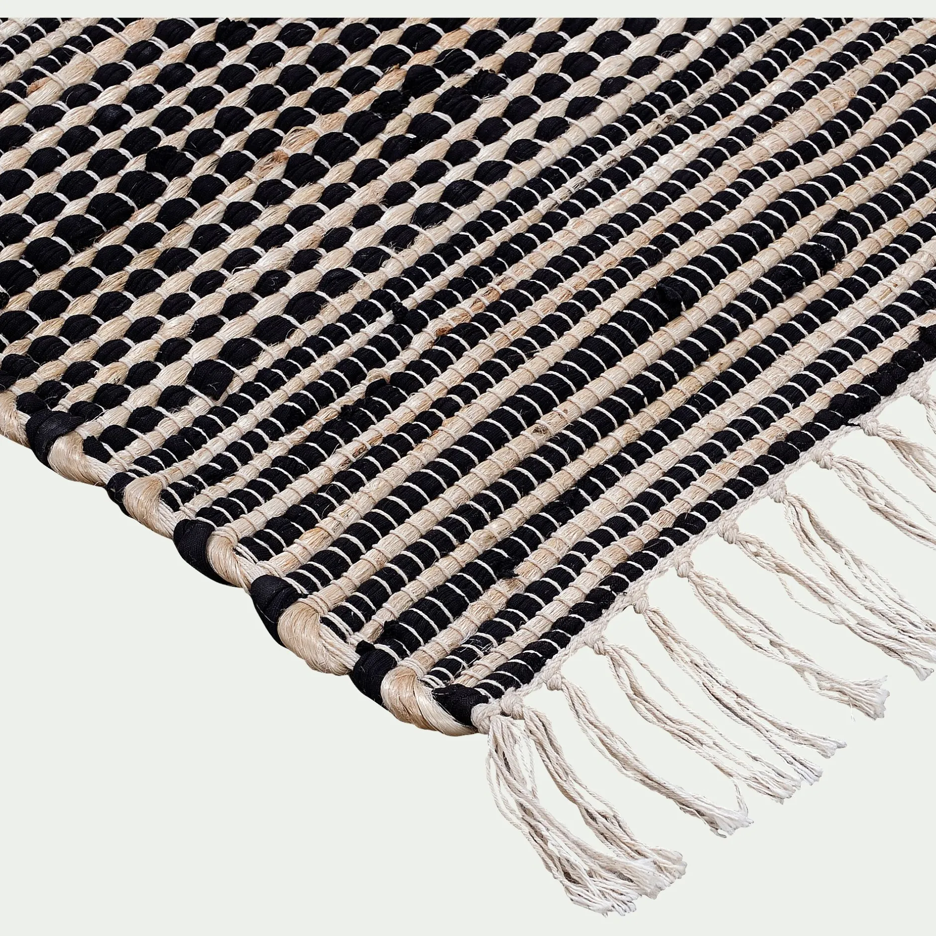 Tapis En Jute|Tapis De Salon*alinea Tapis en coton recyclé et jute - 170x120cm Noir